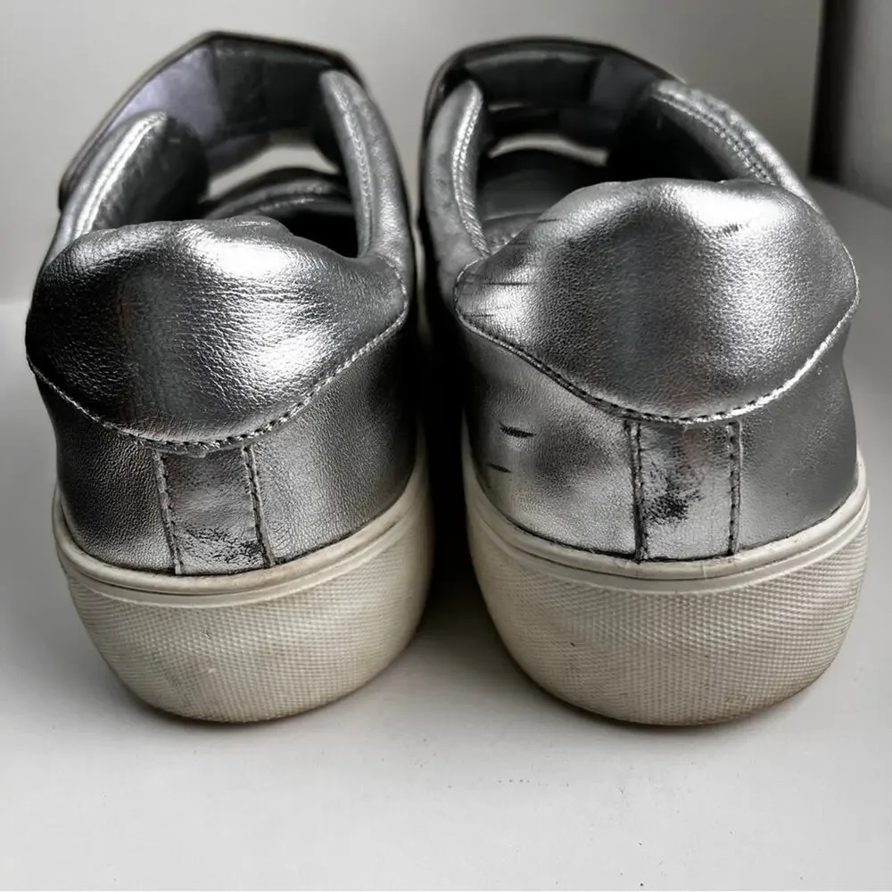 J Slides Silver slip onSneakers hook loop closure size 8.5